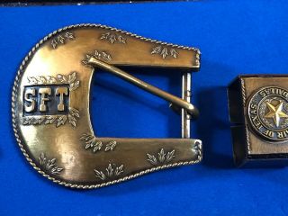 Vintage? State Fair Of Texas Sft Dallas Two Piece Western Belt Buckle - Good