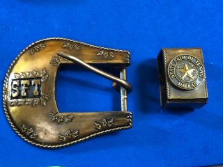 Vintage? State Fair Of Texas Sft Dallas Two Piece Western Belt Buckle