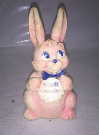 Vintage Small Wonder Pink Rabbit W/blue Bow 3656