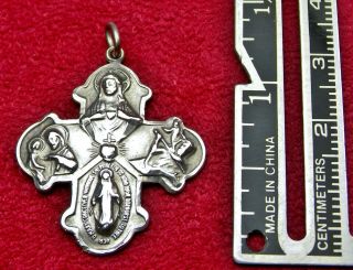 Carmelite Nuns Vintage Creed Sterling Miraculous Medal Three Saints Rosary Cross