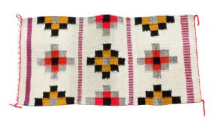 Gallup Throw Rug,  Navajo Wool Cotton,  Handwoven,  16.  75 X 33 In