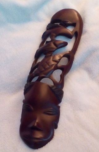 Hand Carved African Tribal Wooden Mask Wall Hanging
