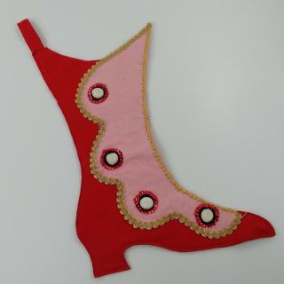 Vintage Christmas Stocking Ladies Boot Shoe Pink Red Gold 3
