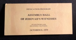 Watchtower Assembly Hall Dedication Program Escondido,  California 1979