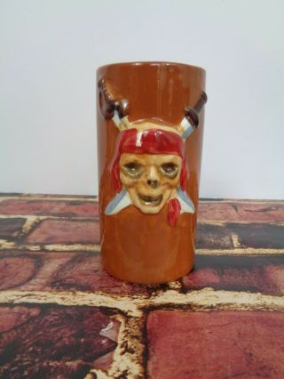DW 542 Vintage Jolly Rogers Pirate Tiki Cup Mug 3D Hawaiian Crossbones 5 3/4 