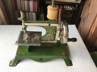 Antique Miniature Sewing Machine German Tin Metal Toy (hand Crank) -