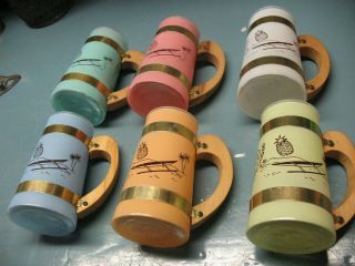 Vintage Siesta Ware Set Of Six Mugs Aloha Motif Six Colors