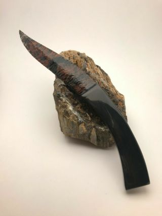 Custom Triple Flow Obsidian Stone Knife Flint Knapping Cabin Decor Moose Antler