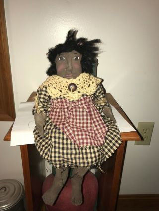 Vintage Primitive Black Americana Folk Art Doll Americana - Shelf Sitter