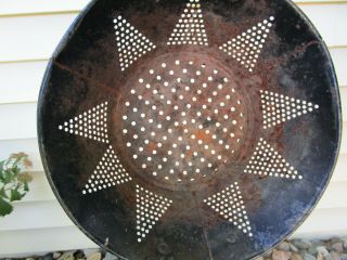 Antique Primitive County Sunburst Starburst Kitchen Colander Strainer Metal