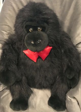 Large Gorilla Monkey Plush Animal Doll Love Red Bow Tie 24”gift Bbb