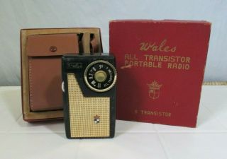 Wales All Transistor Portable Radio Model Tr - 306 Vintage Parts W/box