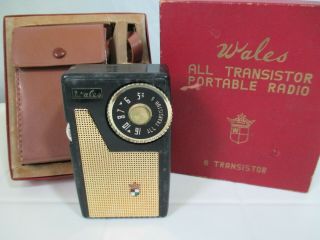 Wales All Transistor Portable Radio Model TR - 306 Vintage Parts W/Box 2