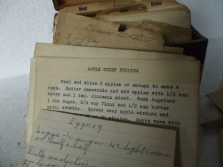 Vintage Wooden Recipe Box With Handwritten Typed Clipped Recipes Farmhouse Find