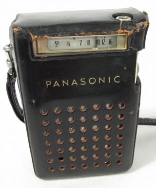 Vintage Panasonic 9 Transistor Am/fm Pocket Radio,  Black W/leather Case