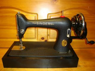 1952 Singer Sewing Machine Model 66 " Godzilla ",  Hand Crank,  Serviced