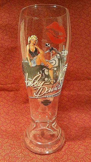 Harley Davidson Motorcycles Collectible Pin Up Girl - Lipstick Tall Beer Glass