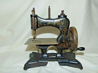 Antique C1900 German Childs Miniature Cast Iron Sewing Machine