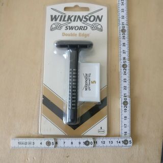Nos Black Plastic Wilkinson Sword Safety Razor,  5 Double Edge Blades England