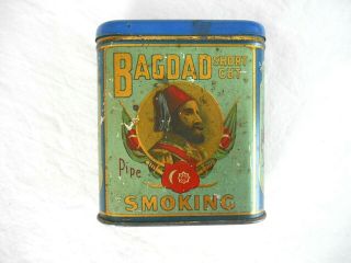 Vintage Metal Bagdad Pipe Smoking Tobacco Pocket Tin