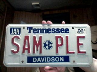 1992 Tennessee Sample License Plate