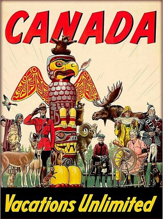 Canada Vacations Unlimited Vintage Travel Decor Advertisement Art Poster Print