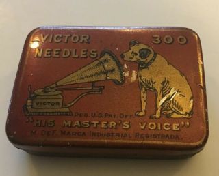 Antique Victor Phonograph Needle 300 Tin W Some Needles