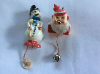 2 Vtg Light Up Pins Micro - Lite Santa,  Twinkie ; H&r Song Inc Snowman Frosty