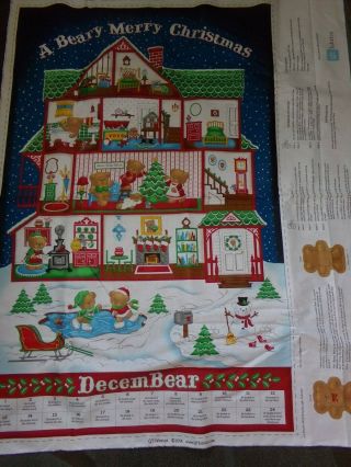 A Beary Merry Christmas Advent Calendar Cotton Fabric Panel 35 " X44 " Wallhanging