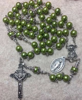 Sacred Heart Of Jesus Rosary,  Miraculous/ Blessing Virgin Mary Medal - Handmade
