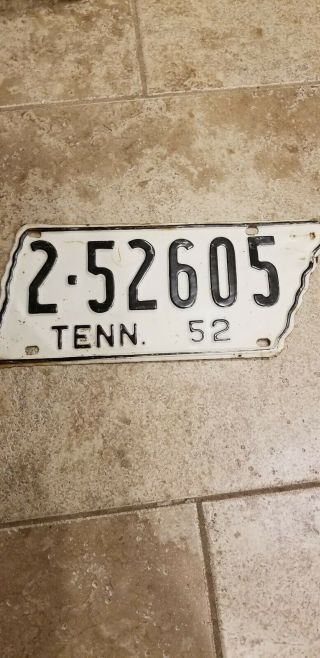 1952 Tennessee State Shape License Plate 2 - 52605 Shelby County
