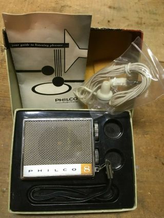 Vintage Philco Qt - 85 Transistor Radio W/original Box And Accessories