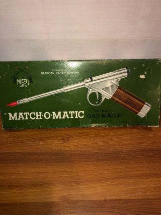 Old Gun Lighter Match - O - Matic Butane Gas Match R - 1666 Vintage Fire Auto Pistol