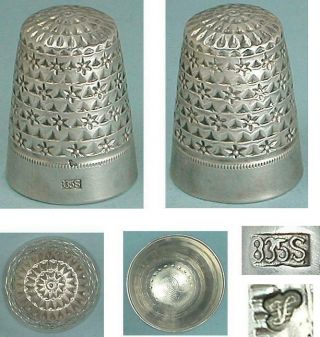 Unusual Antique Silver Star Design Thimble Circa early - mid 1900s 2