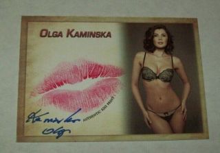 2017 Collectors Expo Playboy Model Olga Kaminska Autographed Kiss Print Card