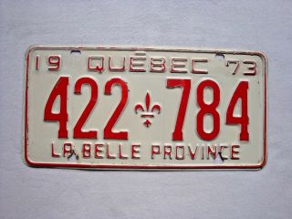 1973 Quebec Vintage License Plate 422 784