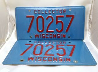 Collectors License Plate Wisconsin Pair 70257