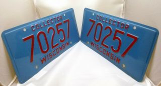 Collectors License Plate Wisconsin Pair 70257 2