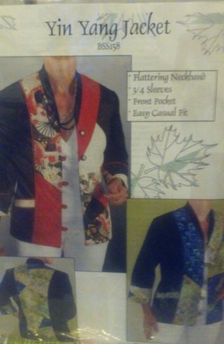Yin Yang Jacket Kit Sewing Pattern 100 Cotton Fabrics Navy Blue S - Xl