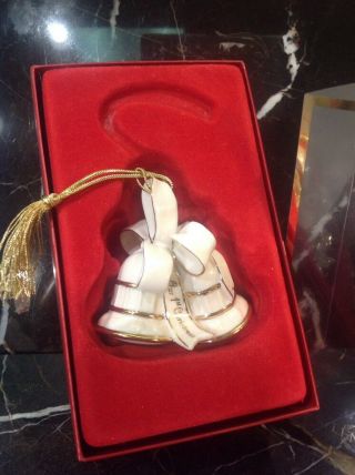 Lenox Porcelain Our First Christmas Wedding Bells Ornament Undated Nib 3d