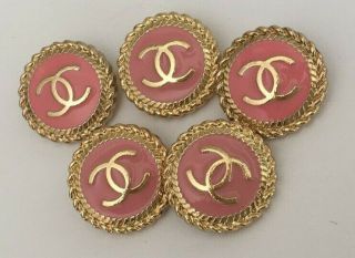 5 Chanel Buttons In Pink 19mm