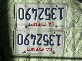 California Exempt Police / Fire License Plate Set Of 2 Plates 2010