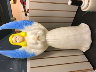 Vintage Union Angel Blue Tipped Blow Mold Christmas 31 " Lighted Yard Decoration