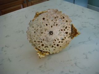 Vintage 1960 ' S Gold Filigree Pearl Footed Metal 6 Lipstick Caddy Holder Stand 5