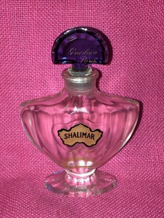 Vintage Shalimar Guerlain Paris Perfume Bottle - 1/2 Oz.  - Blue Stopper - Empty