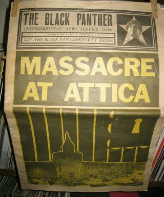 Black Panther Massacre At Attica & Angela Davis Sept 18,  1971 Vg,  Huey P Newton