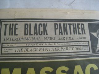 Black Panther Massacre at Attica & Angela Davis Sept 18,  1971 VG,  Huey P Newton 5