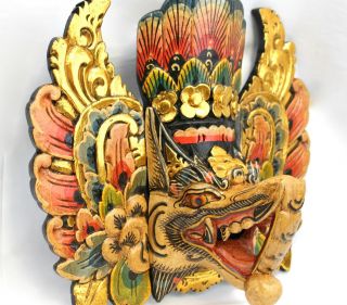 Balinese Ganesha Mask Wall Hanging Hand Carved Wood Elephant God Bali Hindu Art