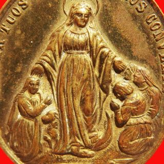 Large Miraculous Blessed Virgin Mary Medal Lovely Spanish Catholic Charm Pendant