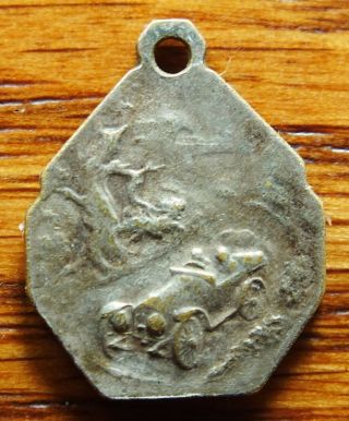 Antique Made France Religious Medal St Christopher Protector Driver,  30 
